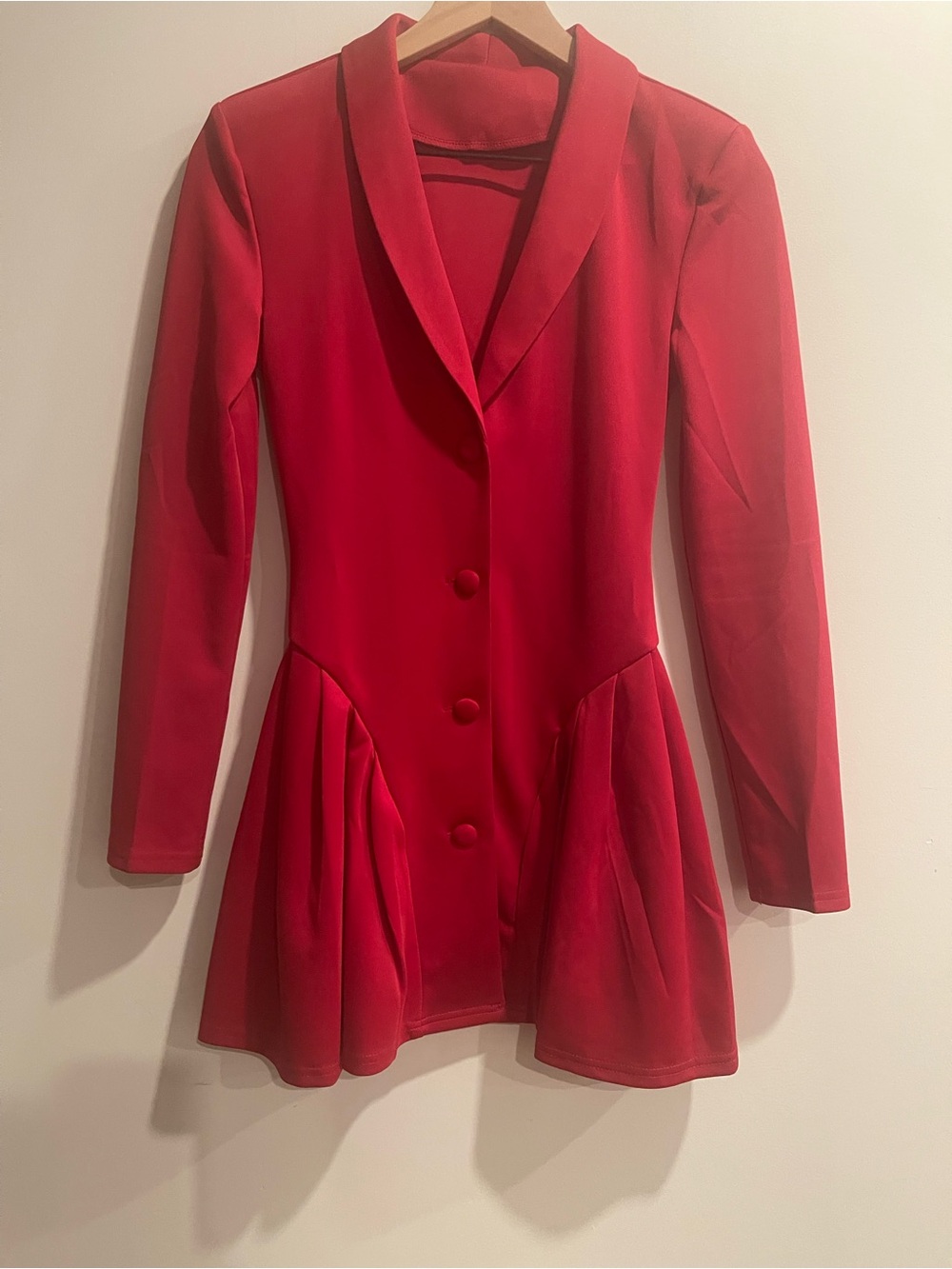 NEW NO TAGS Red Long Sleeve Tailored Custom dress NWOT XS Petite RUNS VERY SMALL - Picture 1 of 14